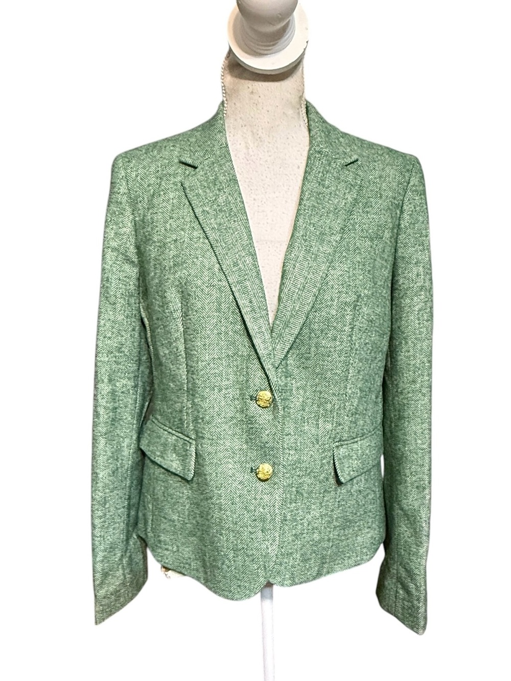J.Crew $228 Herringbone wool-blend schoolboy blazer Size 14 BJ827